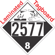Corrosive Class 8 UN2577 Tagboard DOT Placard