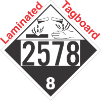 Corrosive Class 8 UN2578 Tagboard DOT Placard