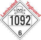 Poison Toxic Class 6.1 UN1092 Tagboard DOT Placard