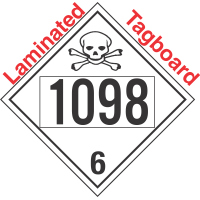 Poison Toxic Class 6.1 UN1098 Tagboard DOT Placard