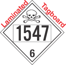 Poison Toxic Class 6.1 UN1547 Tagboard DOT Placard