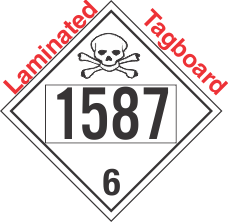 Poison Toxic Class 6.1 UN1587 Tagboard DOT Placard
