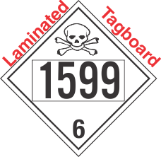 Poison Toxic Class 6.1 UN1599 Tagboard DOT Placard
