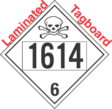 Poison Toxic Class 6.1 UN1614 Tagboard DOT Placard