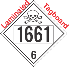 Poison Toxic Class 6.1 UN1661 Tagboard DOT Placard