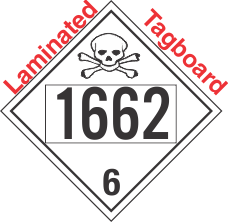 Poison Toxic Class 6.1 UN1662 Tagboard DOT Placard