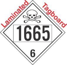 Poison Toxic Class 6.1 UN1665 Tagboard DOT Placard