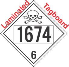 Poison Toxic Class 6.1 UN1674 Tagboard DOT Placard