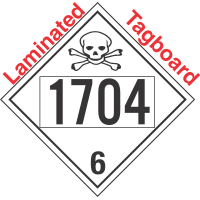 Poison Toxic Class 6.1 UN1704 Tagboard DOT Placard