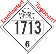 Poison Toxic Class 6.1 UN1713 Tagboard DOT Placard