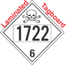 Poison Toxic Class 6.1 UN1722 Tagboard DOT Placard