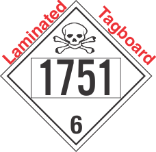 Poison Toxic Class 6.1 UN1751 Tagboard DOT Placard