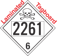 Poison Toxic Class 6.1 UN2261 Tagboard DOT Placard