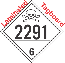 Poison Toxic Class 6.1 UN2291 Tagboard DOT Placard
