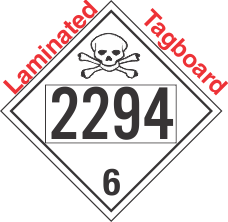 Poison Toxic Class 6.1 UN2294 Tagboard DOT Placard