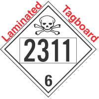 Poison Toxic Class 6.1 UN2311 Tagboard DOT Placard