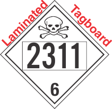 Poison Toxic Class 6.1 UN2311 Tagboard DOT Placard
