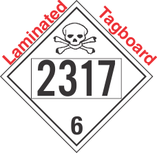 Poison Toxic Class 6.1 UN2317 Tagboard DOT Placard