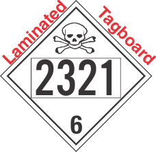 Poison Toxic Class 6.1 UN2321 Tagboard DOT Placard