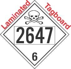 Poison Toxic Class 6.1 UN2647 Tagboard DOT Placard