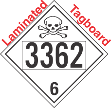Poison Toxic Class 6.1 UN3362 Tagboard DOT Placard