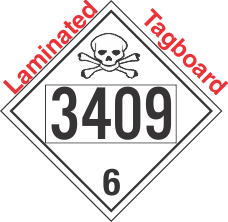 Poison Toxic Class 6.1 UN3409 Tagboard DOT Placard