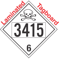 Poison Toxic Class 6.1 UN3415 Tagboard DOT Placard