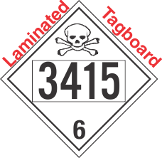 Poison Toxic Class 6.1 UN3415 Tagboard DOT Placard