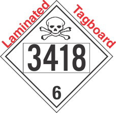 Poison Toxic Class 6.1 UN3418 Tagboard DOT Placard