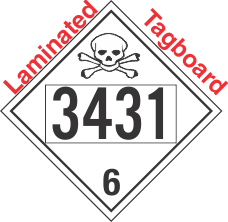 Poison Toxic Class 6.1 UN3431 Tagboard DOT Placard