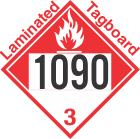 Combustible Class 3 UN1090 Tagboard DOT Placard