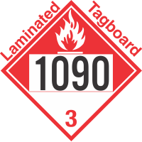 Combustible Class 3 UN1090 Tagboard DOT Placard