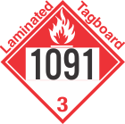 Combustible Class 3 UN1091 Tagboard DOT Placard