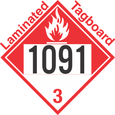 Combustible Class 3 UN1091 Tagboard DOT Placard