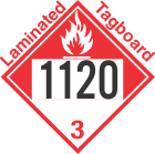 Combustible Class 3 UN1120 Tagboard DOT Placard