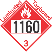 Combustible Class 3 UN1160 Tagboard DOT Placard