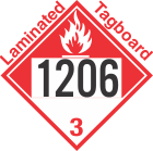 Combustible Class 3 UN1206 Tagboard DOT Placard