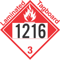 Combustible Class 3 UN1216 Tagboard DOT Placard