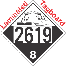 Corrosive Class 8 UN2619 Tagboard DOT Placard