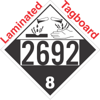 Corrosive Class 8 UN2692 Tagboard DOT Placard