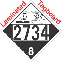 Corrosive Class 8 UN2734 Tagboard DOT Placard