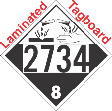Corrosive Class 8 UN2734 Tagboard DOT Placard