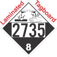 Corrosive Class 8 UN2735 Tagboard DOT Placard