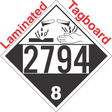 Corrosive Class 8 UN2794 Tagboard DOT Placard