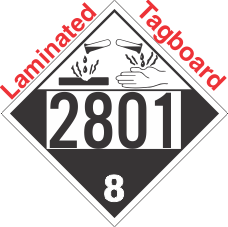 Corrosive Class 8 UN2801 Tagboard DOT Placard