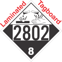 Corrosive Class 8 UN2802 Tagboard DOT Placard