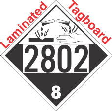 Corrosive Class 8 UN2802 Tagboard DOT Placard
