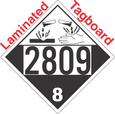 Corrosive Class 8 UN2809 Tagboard DOT Placard