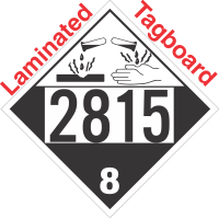 Corrosive Class 8 UN2815 Tagboard DOT Placard