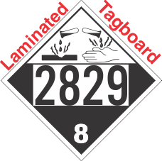 Corrosive Class 8 UN2829 Tagboard DOT Placard